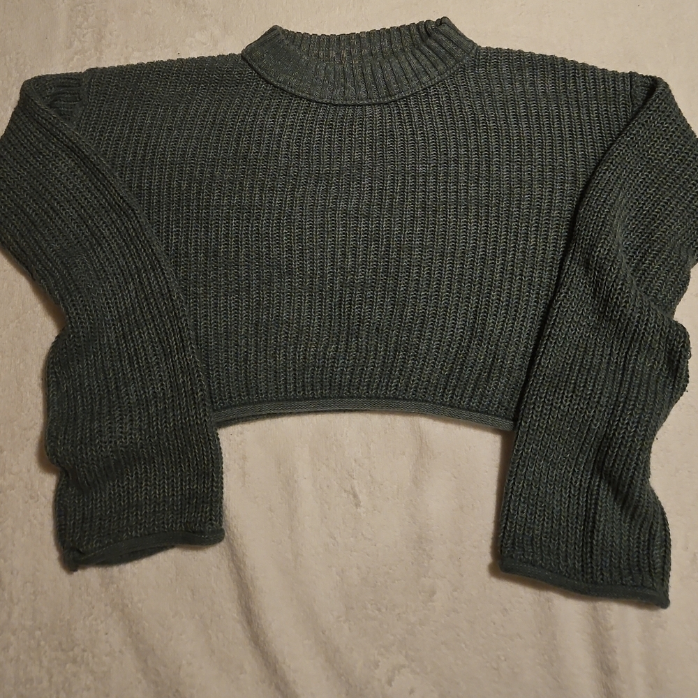 Wild Fable Green Ribbed Cropped Sweater – XXS